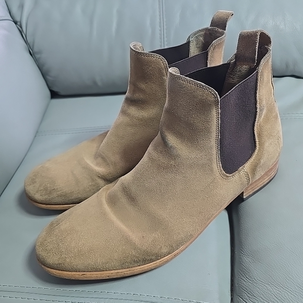 Shoe the Bear Copenhagen Chelsea Boots Mens Size 45 US 11.5-12 Beige Suede